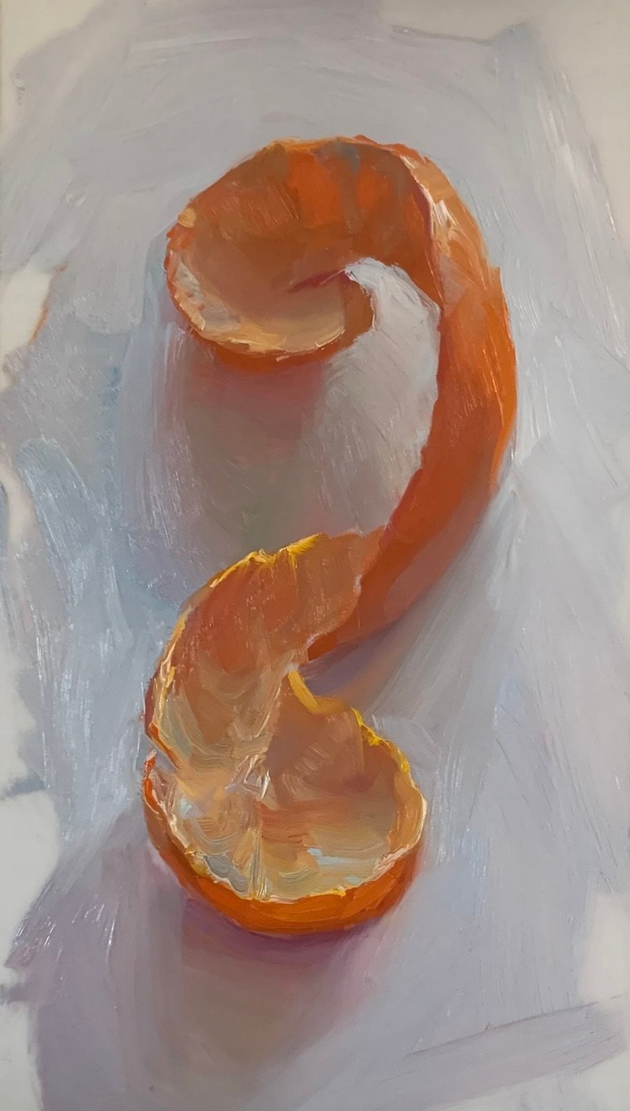 Orange peel still life oil painting by Brooke Walker-Knoblich