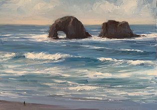 Brooke Walker-Knoblich Windy Day Rockaway Beach Oregon Coast Painting