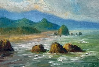 Brooke Walker-Knoblich Haystack Coast Oregon Seascape Painting