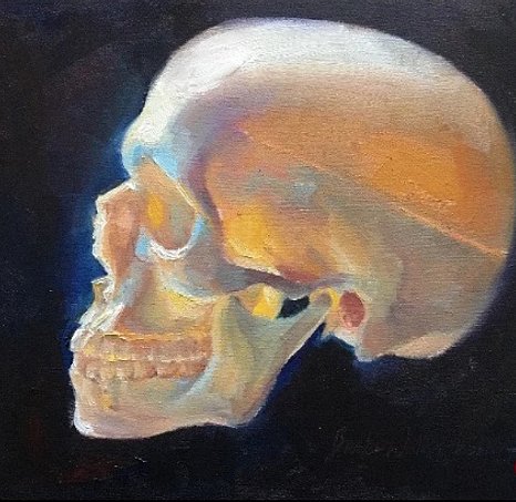 Brooke Walker-Knoblich Radiant Skull Vanitas Painting