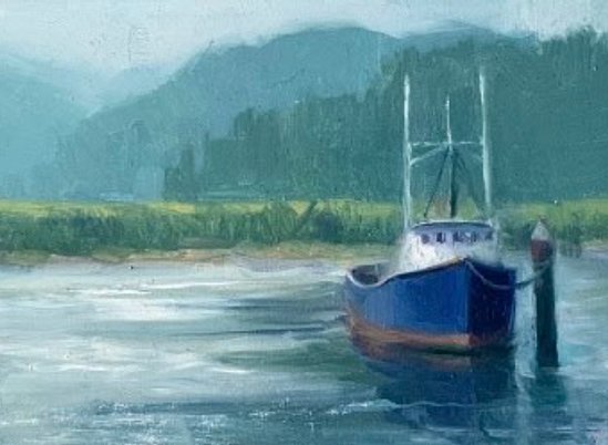 Garibaldi Harbor Oregon landscape oil painting by Brooke Walker-Knoblich