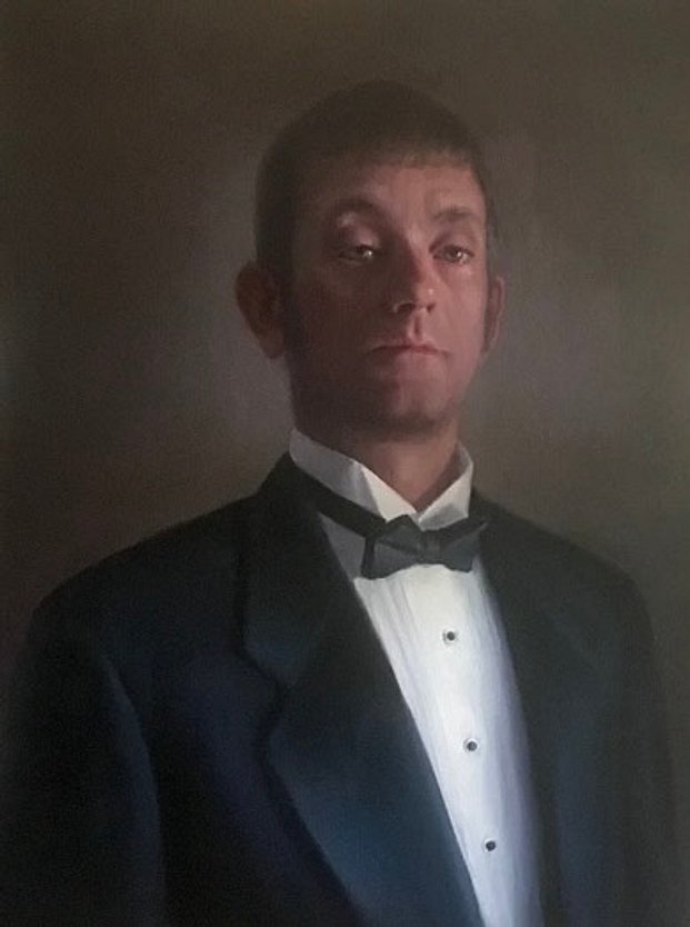 Man in Tuxedo oil portait painting commission by Brooke Walker-Knoblich
