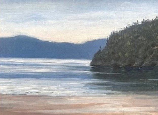 Lopez Morning PNW landscape oil painting by Brooke Walker-Knoblich