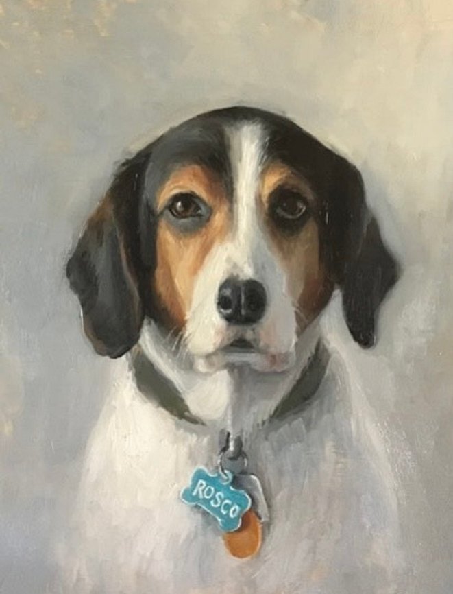 Beagle Basset hound dog portrait painting commission by Brooke Walker-Knoblich