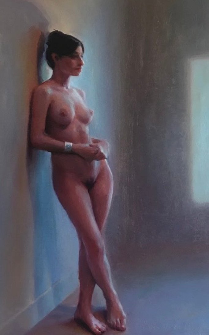 Model in Northern Light figurative oil painting by Brooke Walker-Knoblich