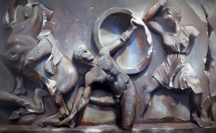 Brooke Walker-Knoblich Amazonamachy Greek Frieze Extra Large Oil Painting